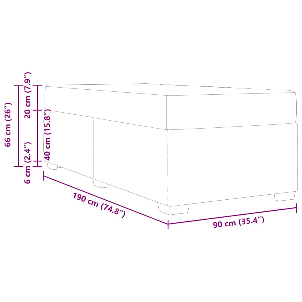 vidaXL Σκελετός Κρεβατιού με στρώμα Ροζ 90 x 190 cm ύφασμα