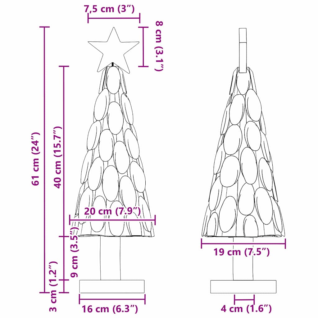 vidaXL Χριστουγεννιάτικο Δέντρο με βάση Καφέ 60 cm Μασίφ ξύλο teak