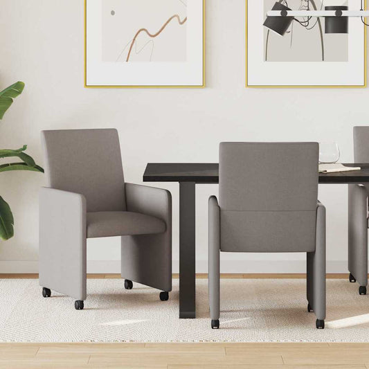 vidaXL Καρέκλες Φαγητού με Ρόδες 2 τμχ. ύφασμα Taupe 57 x 66 x 94 εκ