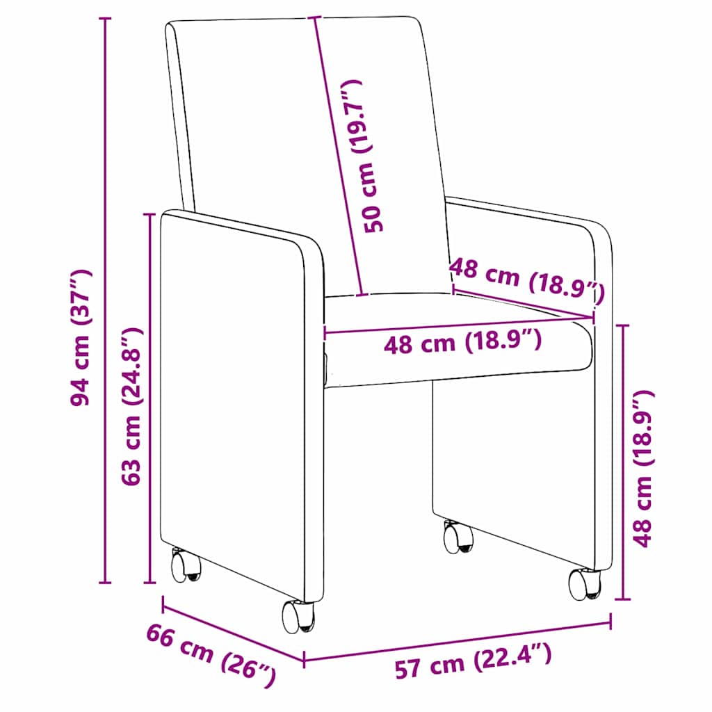 vidaXL Καρέκλες Φαγητού με Ρόδες με τροχούς 2 pcs Γκρι 57 x 66 x 94 εκ