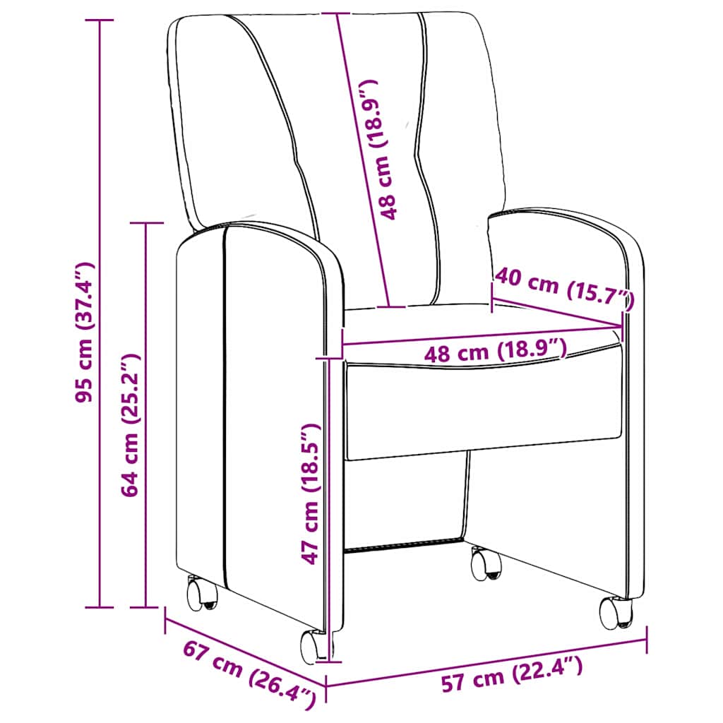 vidaXL Καρέκλες Φαγητού με Ρόδες 2 pcs Taupe 57 x 67 x 95 εκ ύφασμα