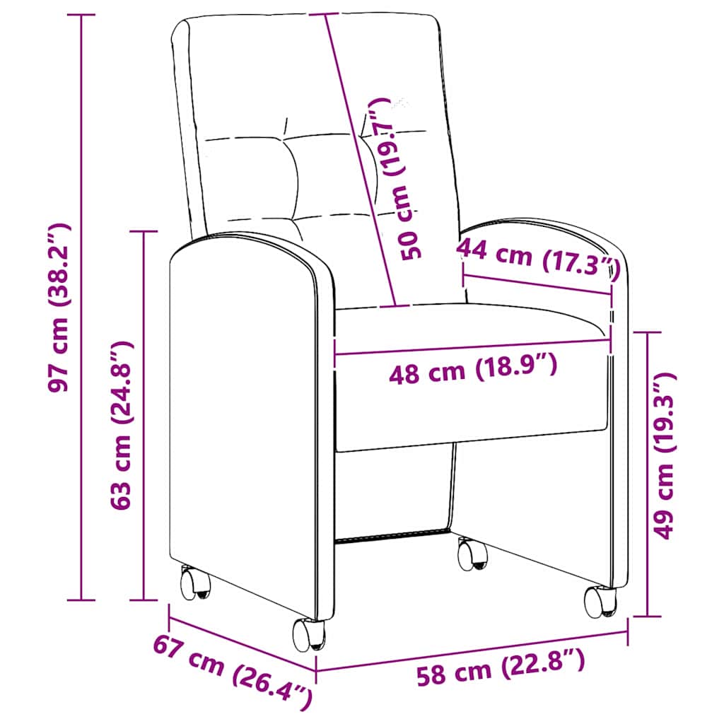 vidaXL Καρέκλες Φαγητού με Ρόδες 2 pcs Μαύρο 57 x 67 x 98 εκ