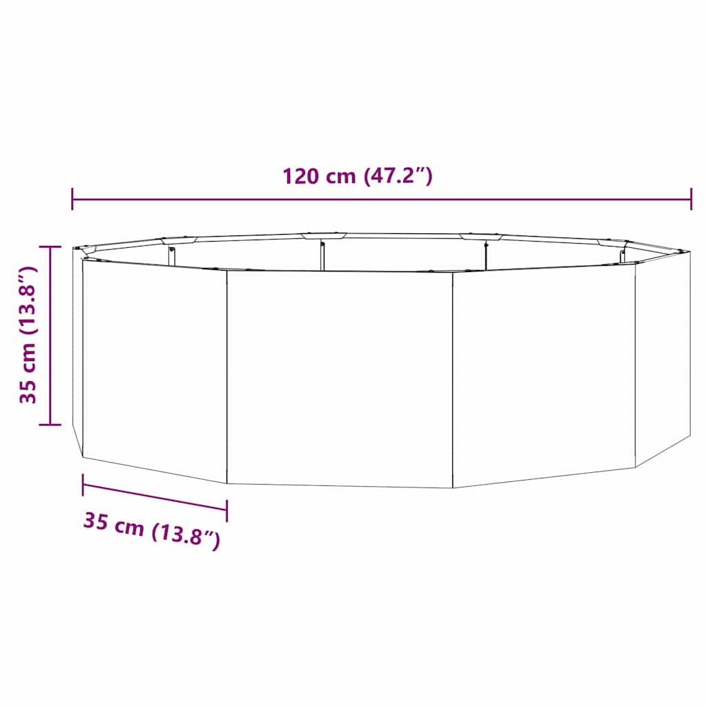 vidaXL Γλάστρα Ασημί 120 x 120 x 35 εκ Ανοξείδωτο ατσάλι
