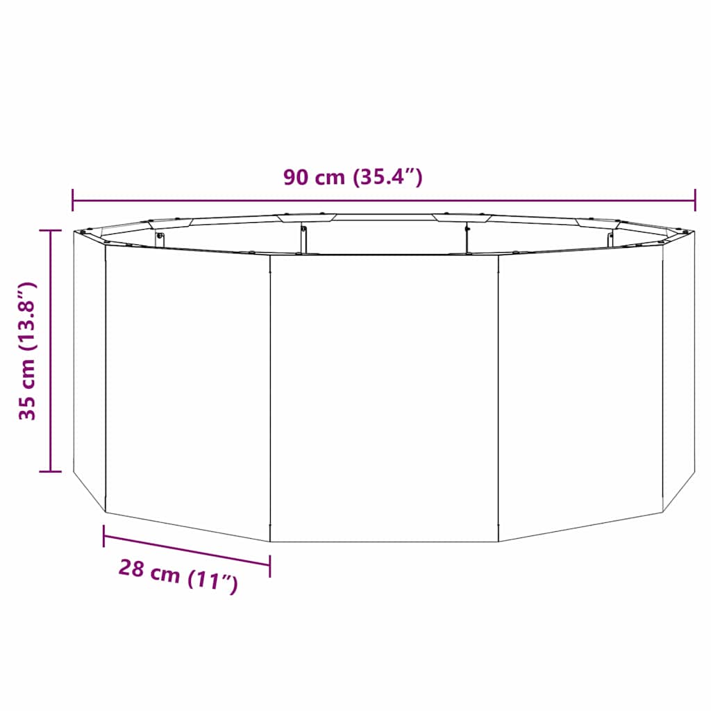 vidaXL Γλάστρα Μαύρο 90 x 90 x 35 εκ Ατσάλι
