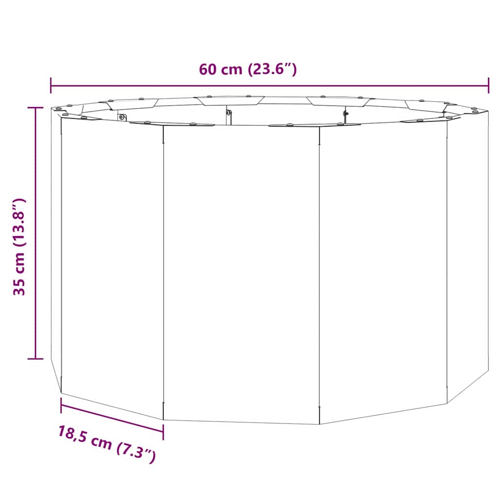 vidaXL Γλάστρα Ασημί 60 x 60 x 35 cm Επικαλυμμένος Χάλυβας