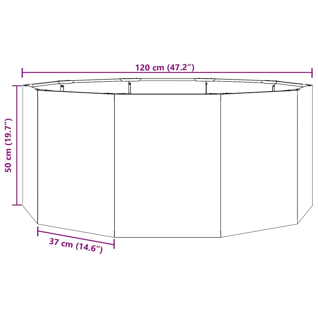 vidaXL Γλάστρα Ασημί 120 x 120 x 50 εκ Ανοξείδωτο ατσάλι