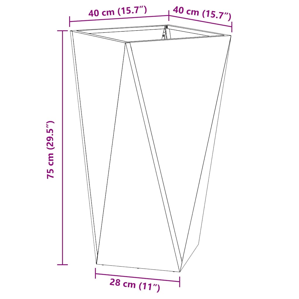 vidaXL Γλάστρα 2 pcs Μαύρο 40 x 40 x 75 cm Ατσάλι