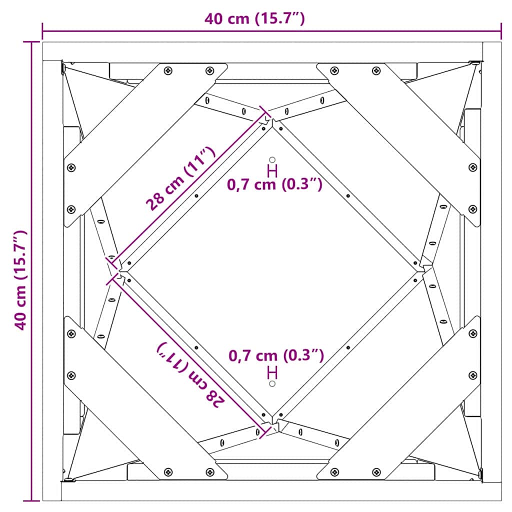 vidaXL Γλάστρα Λευκό 40 x 40 x 75 cm Ατσάλι