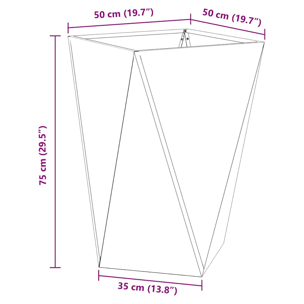 vidaXL Γλάστρα 2 pcs Ανθρακί 50 x 50 x 75 cm Ατσάλι