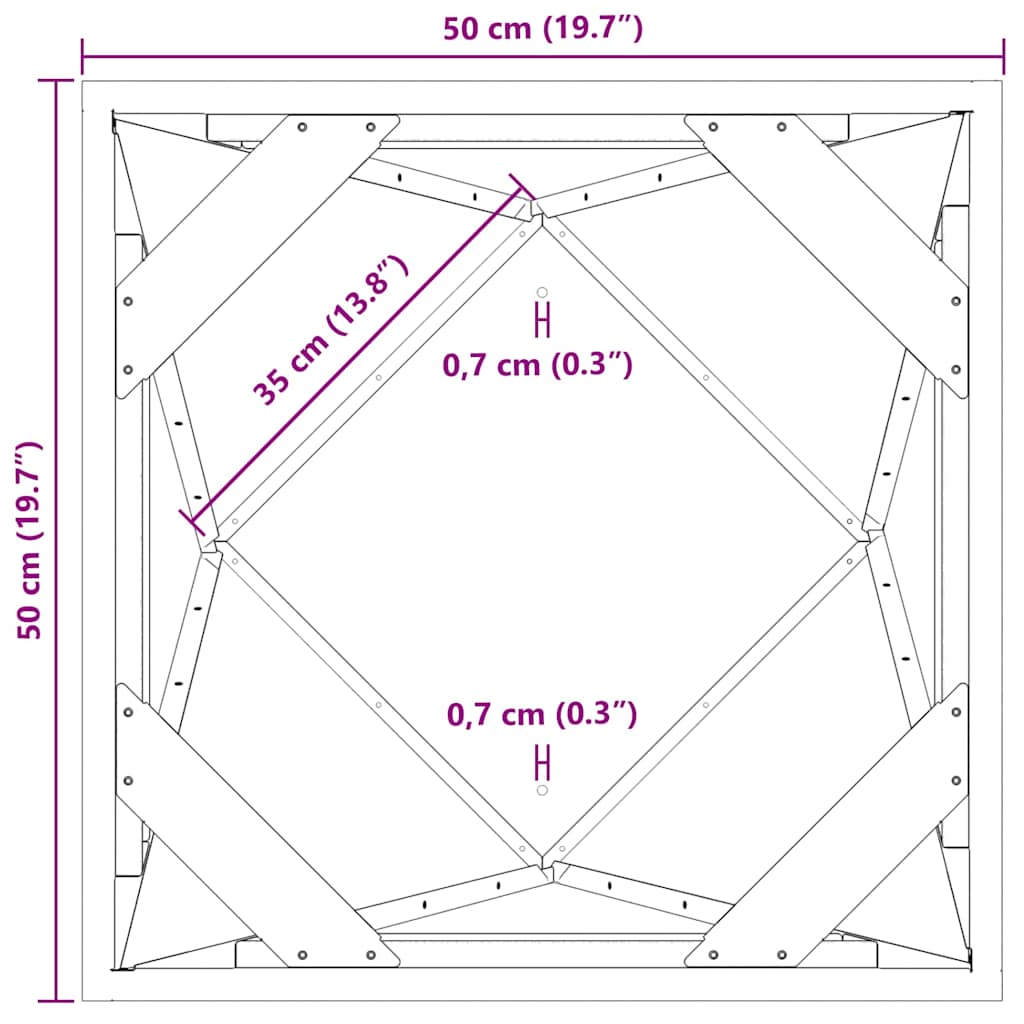 vidaXL Γλάστρα Ελιά Πράσινη 50 x 50 x 75 cm Ατσάλι