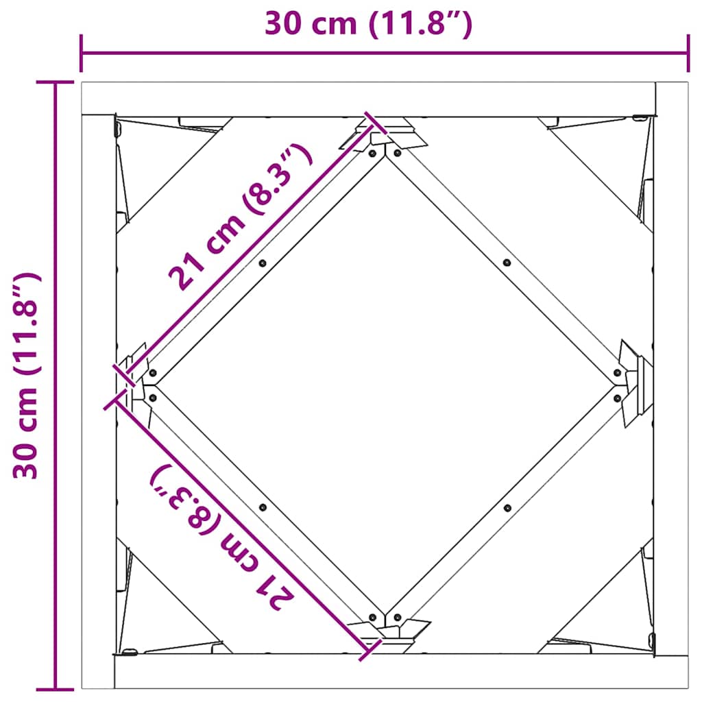 vidaXL Γλάστρα Ασημί 30 x 30 x 30 cm Επικαλυμμένος Χάλυβας