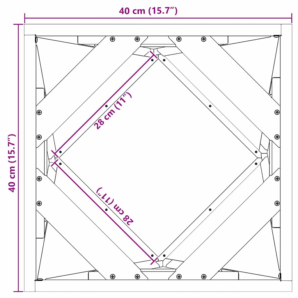 vidaXL Γλάστρα Μαύρο 40 x 40 x 40 cm Ατσάλι
