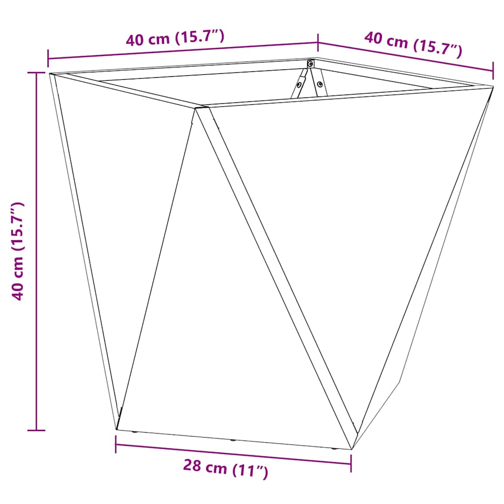 vidaXL Γλάστρα 2 pcs Μαύρο 40 x 40 x 40 cm Ατσάλι