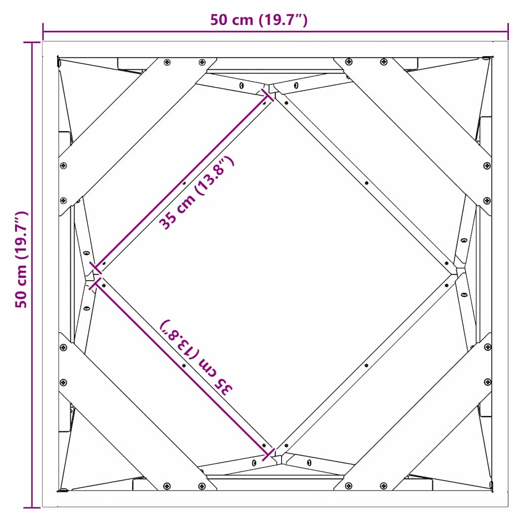 vidaXL Γλάστρα Ανθρακί 50 x 50 x 50 cm Ατσάλι