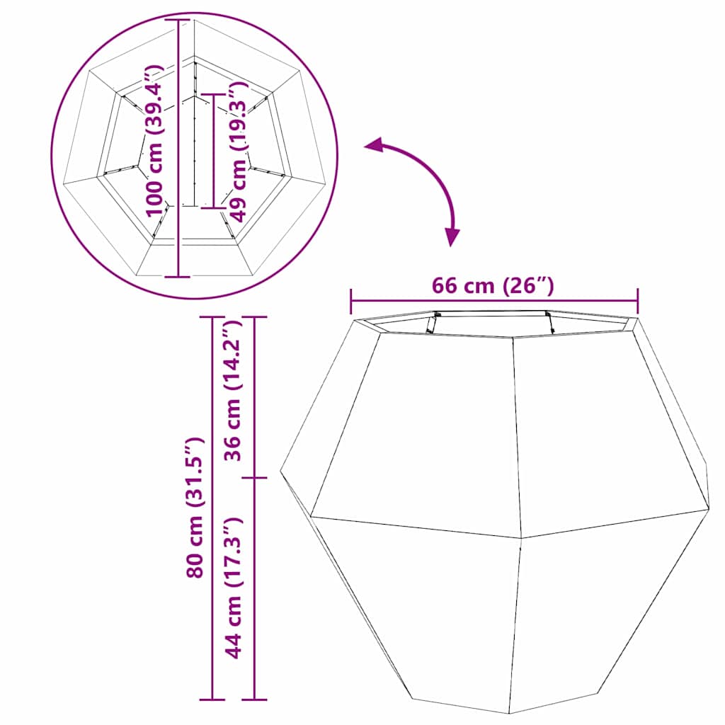 vidaXL Γλάστρα Ελιά Πράσινη 100 x 100 x 80 εκ Ατσάλι