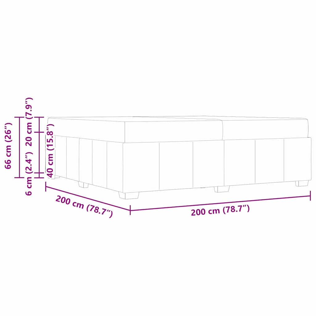 vidaXL Σκελετός Κρεβατιού με στρώμα Μπλε 200 x 200 cm ύφασμα