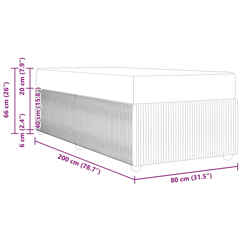 vidaXL Σκελετός Κρεβατιού Ανοιχτό γκρι 80 x 200 cm ύφασμα