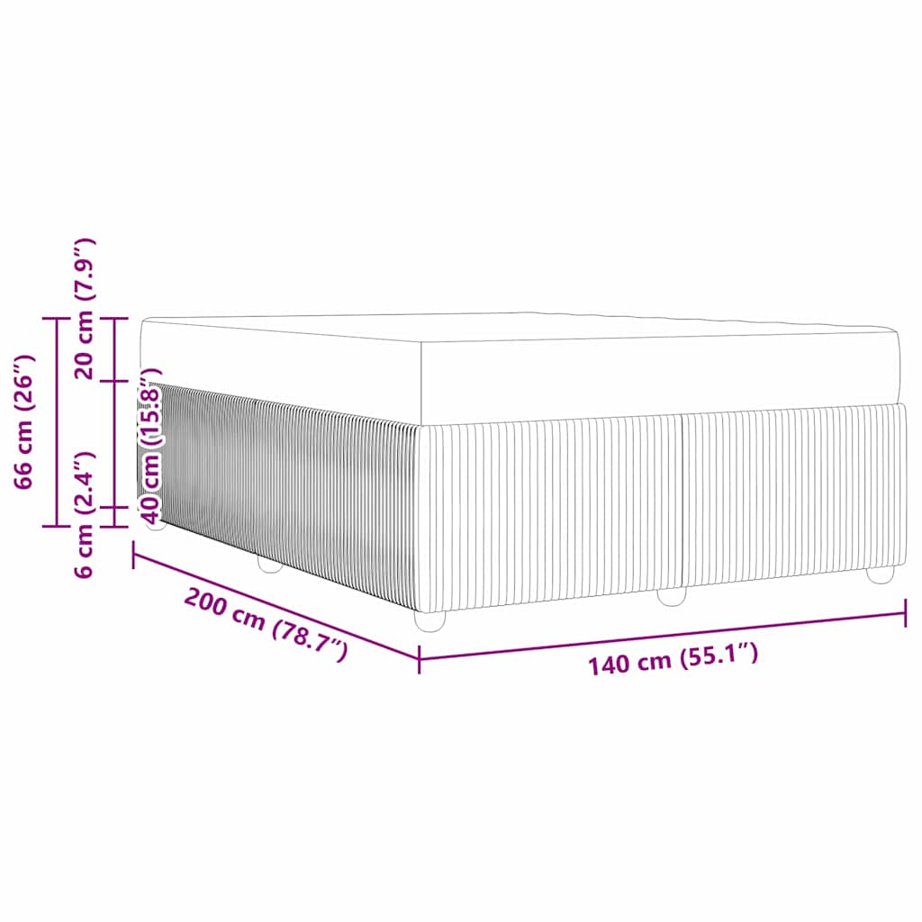 vidaXL Σκελετός Κρεβατιού με στρώμα Ανοιχτό γκρι 140 x 200 cm ύφασμα