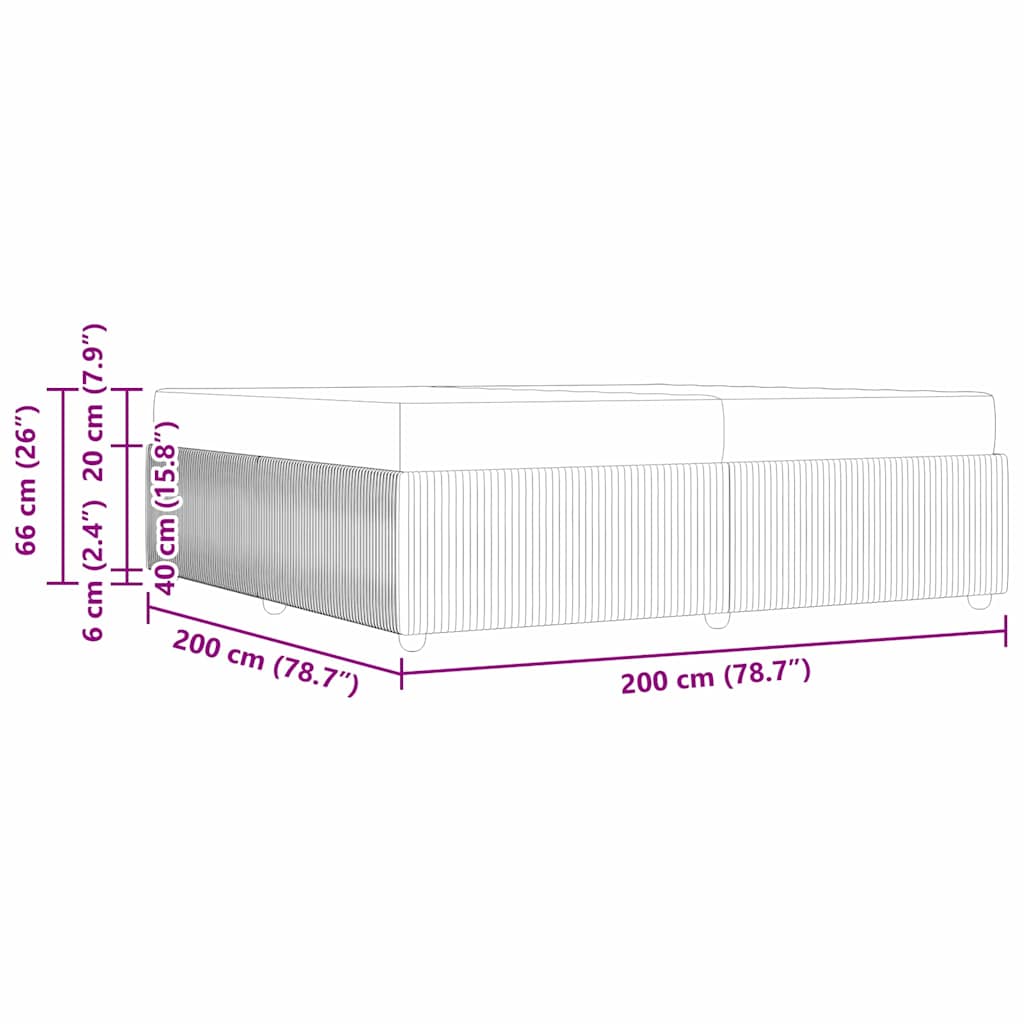 vidaXL Σκελετός Κρεβατιού Μαύρο 200 x 200 cm ύφασμα