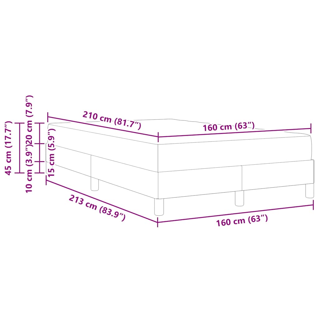 vidaXL Κρεβάτι με ελατήρια με στρώμα Σκούρο Γκρι 160 x 210 cm ύφασμα