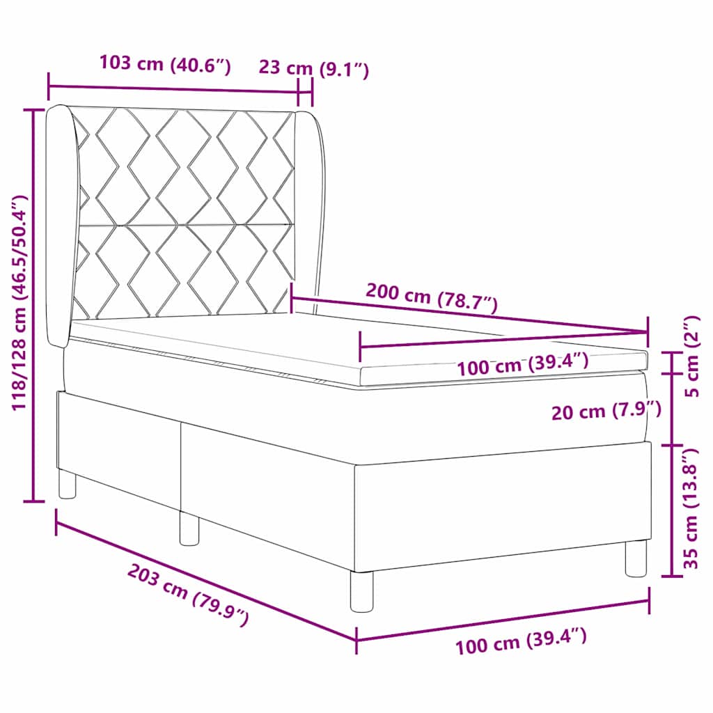 vidaXL Κρεβάτι με ελατήρια Σκούρο Πράσινο 200 x 100 cm Βελούδο
