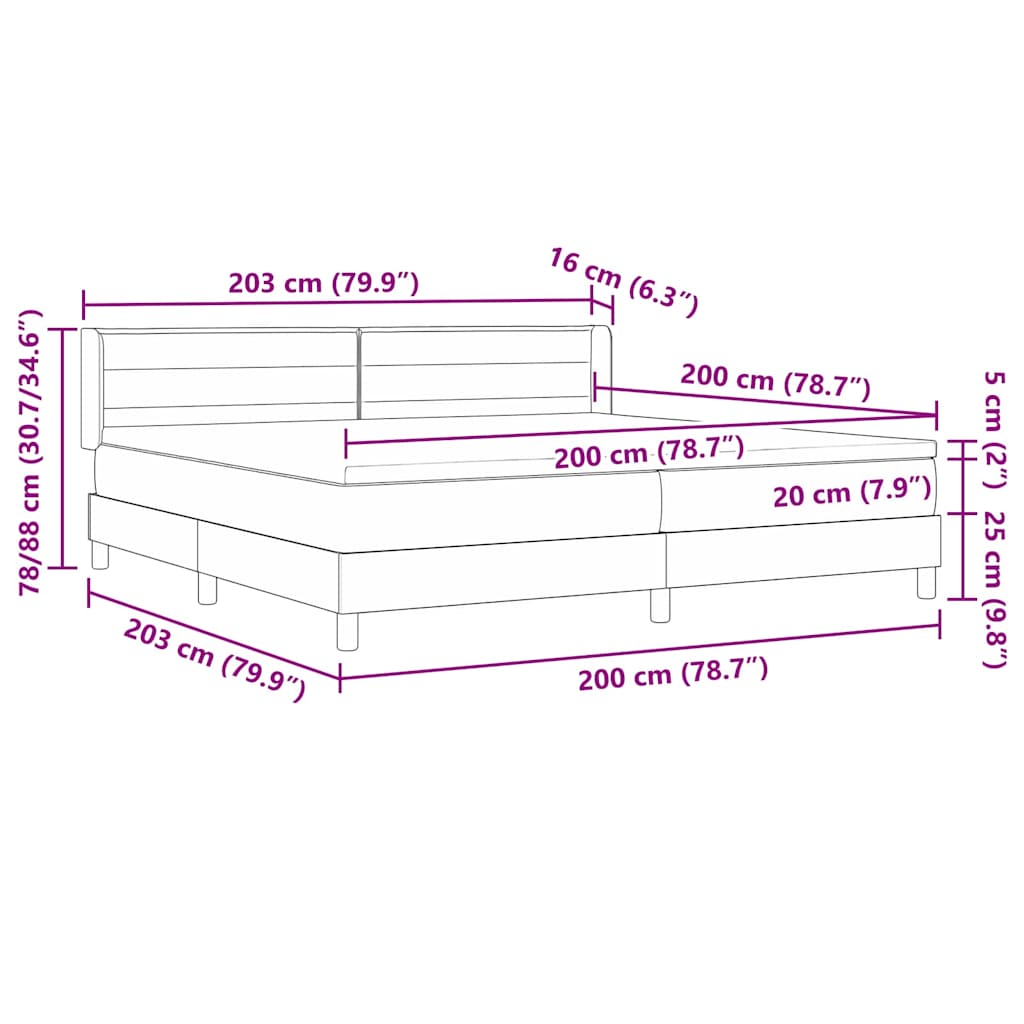 vidaXL Κρεβάτι με ελατήρια με στρώμα Κρεμ 200 x 200 cm ύφασμα