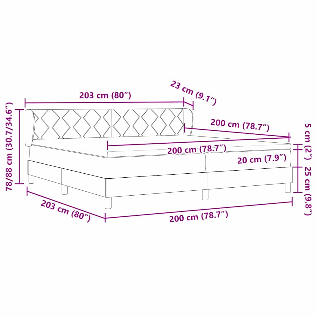 vidaXL Κρεβάτι με ελατήρια Σκούρο Μπλε 200 x 200 cm Βελούδο