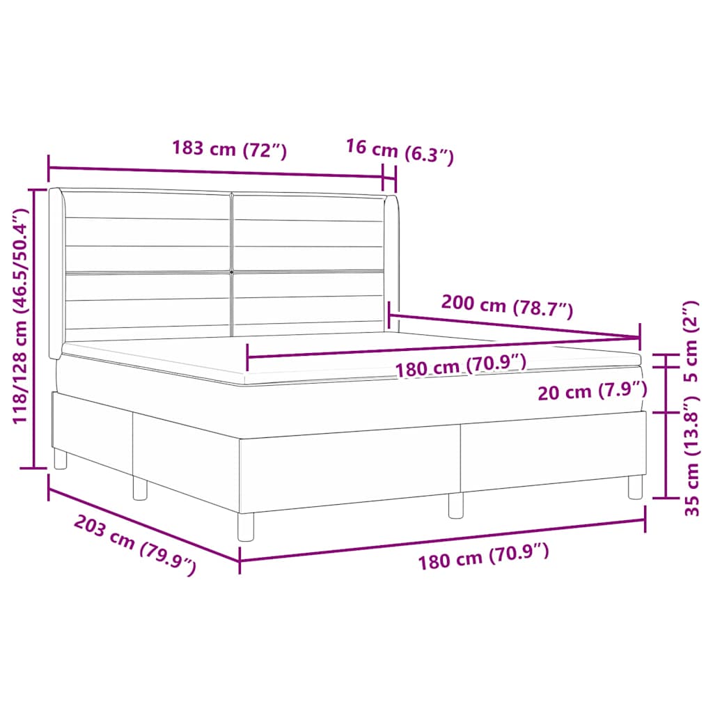 vidaXL Κρεβάτι με ελατήρια με στρώμα Μαύρο 180 x 200 cm ύφασμα
