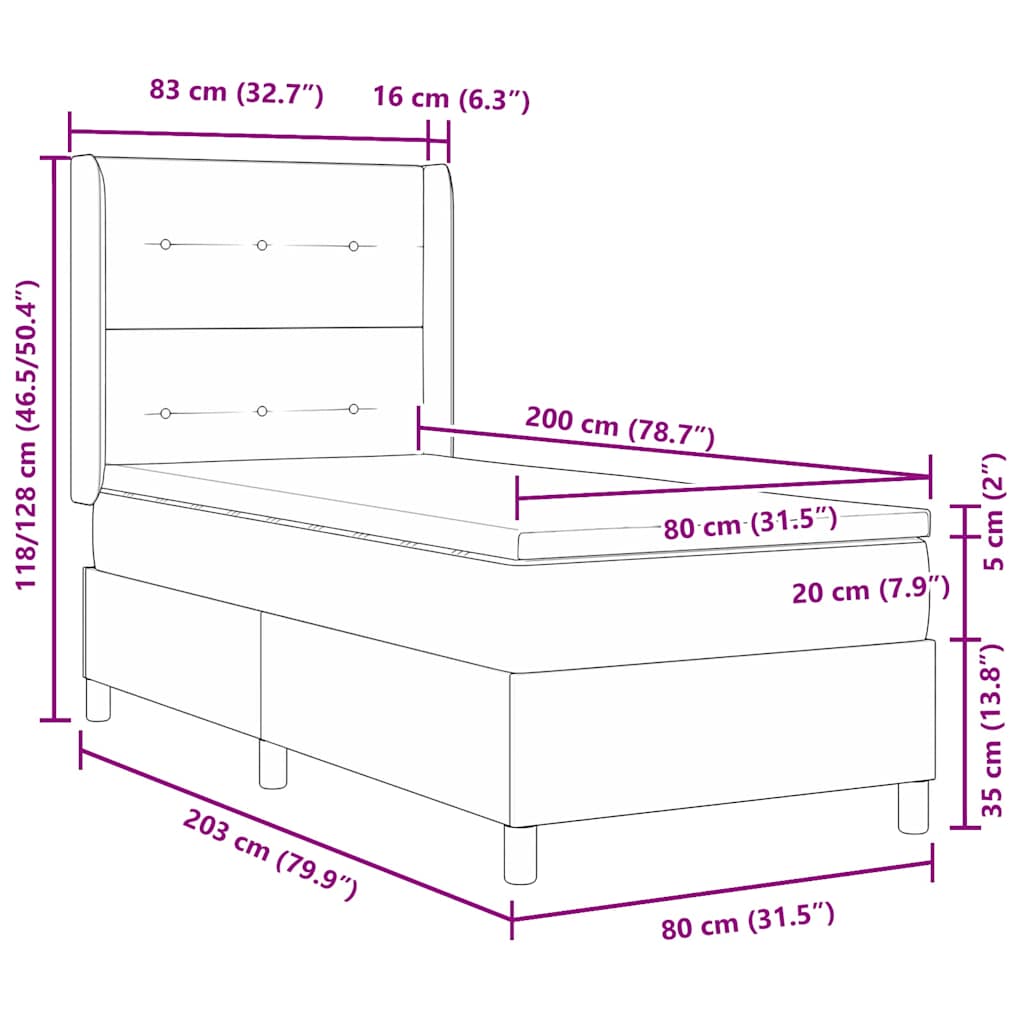 vidaXL Κρεβάτι με ελατήρια με κεφαλάρι Ροζ 80 x 200 cm Βελούδο
