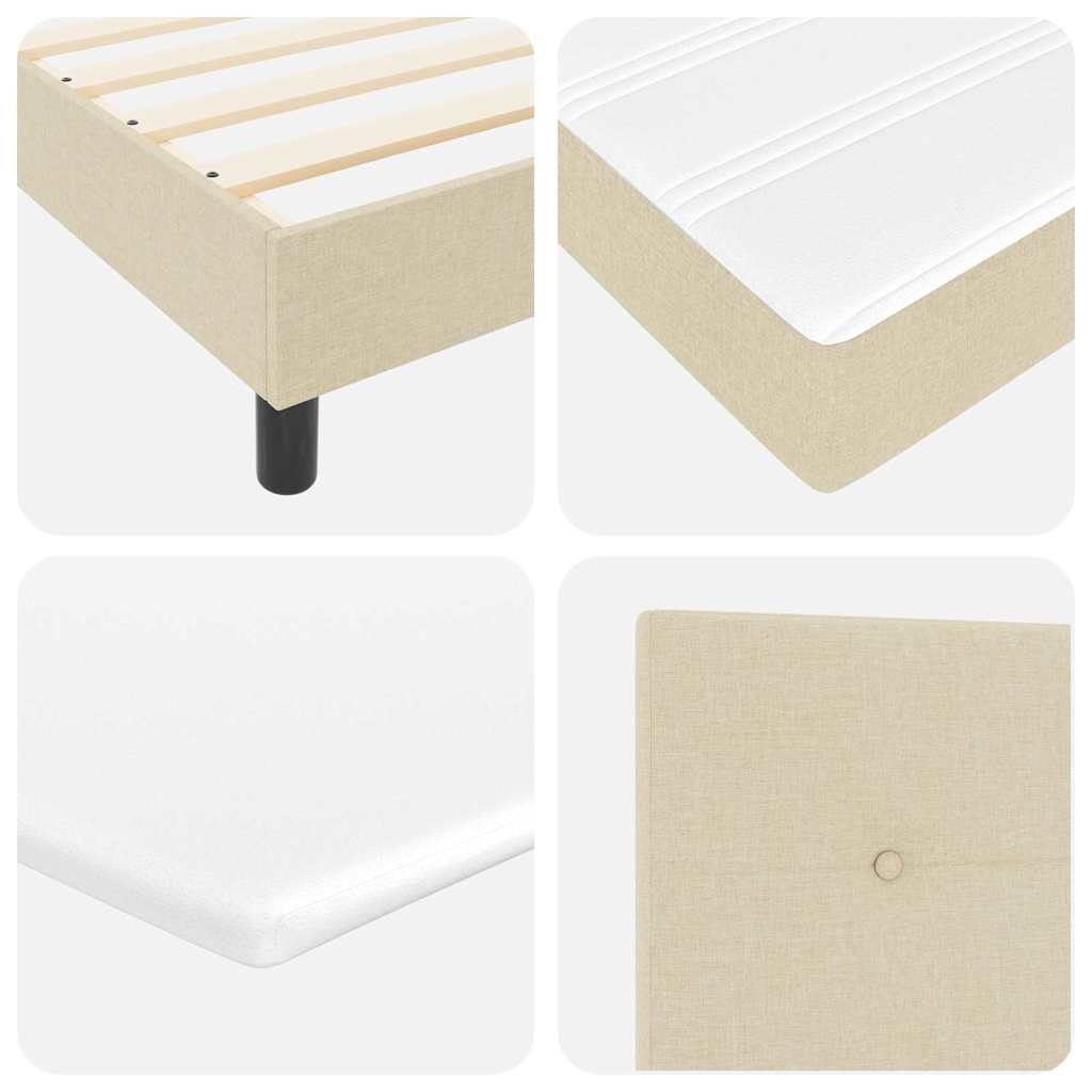 vidaXL Κρεβάτι με ελατήρια με κεφαλάρι Κρεμ 180 x 200 cm ύφασμα