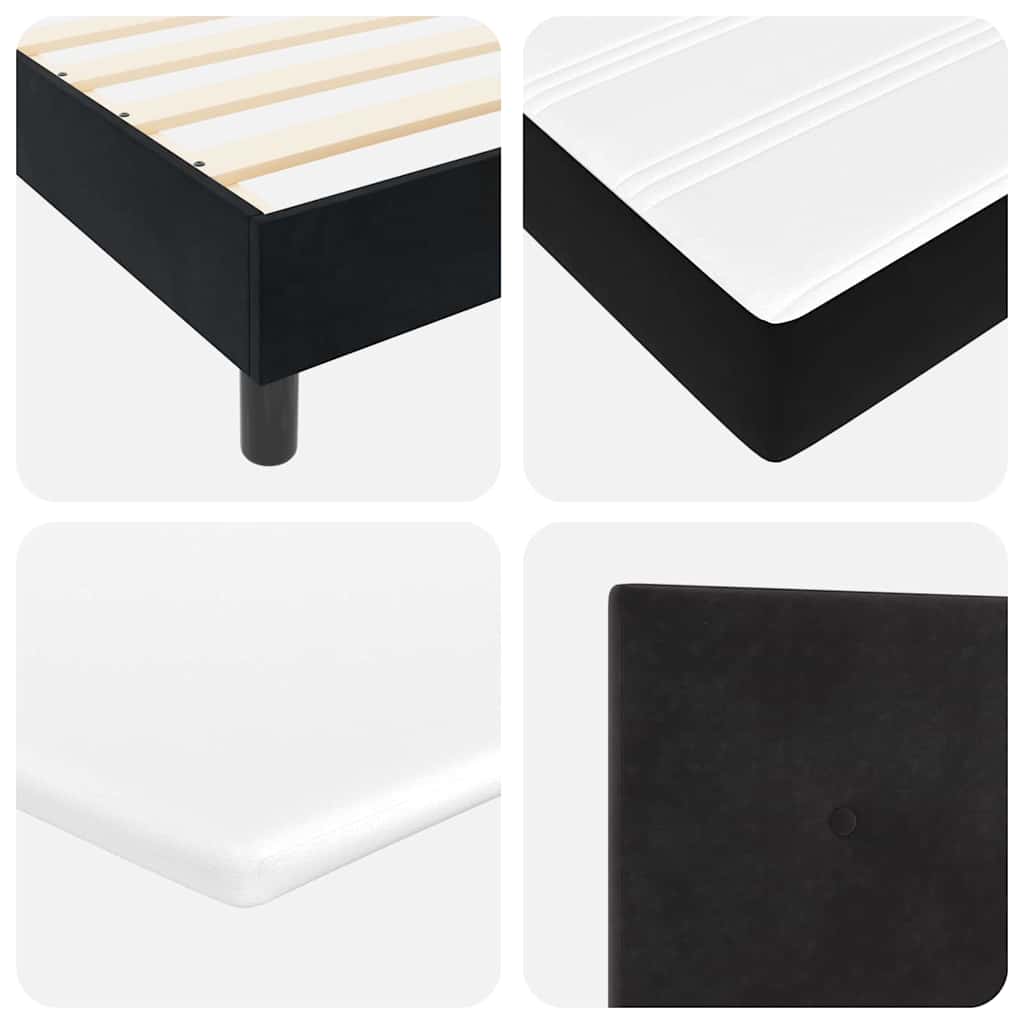 vidaXL LED Κρεβάτι με βάθρο με κεφαλάρι Μαύρο 160 x 200 cm Βελούδο