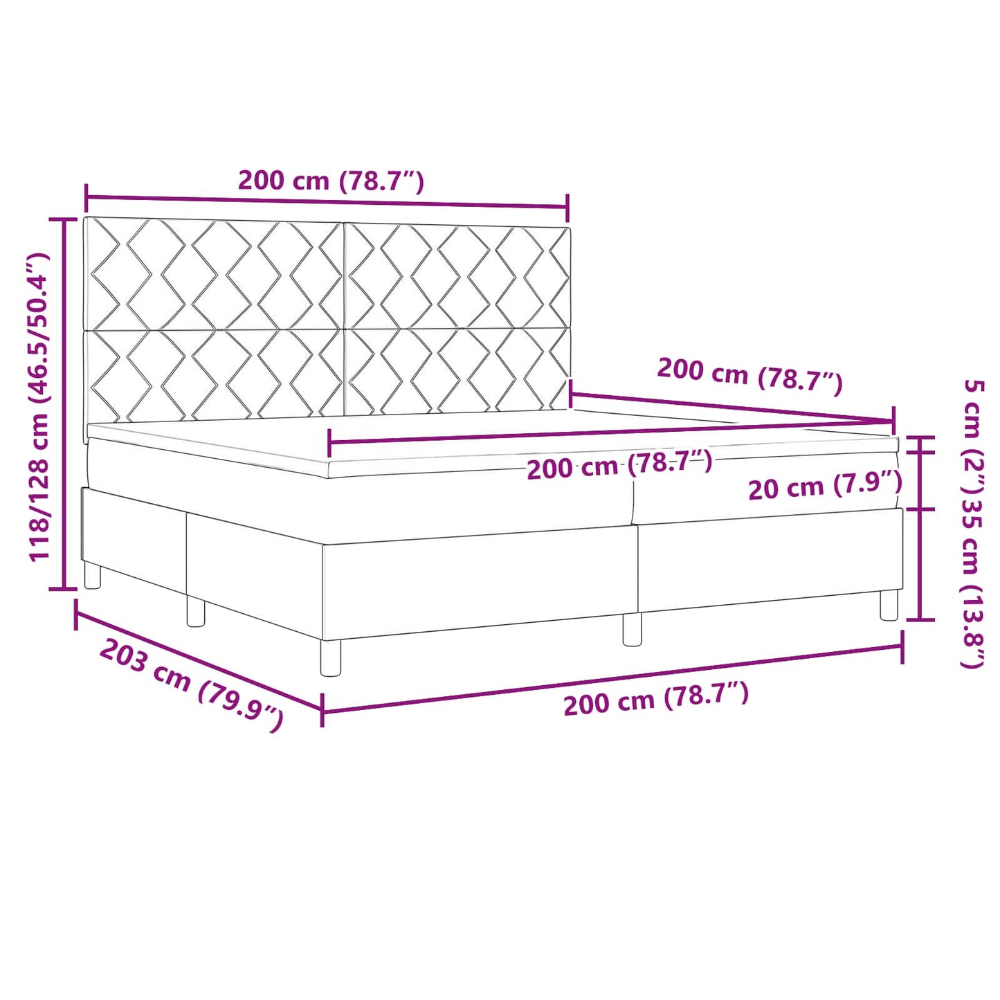 vidaXL Κρεβάτι με ελατήρια με κεφαλάρι Taupe 200 x 200 cm ύφασμα