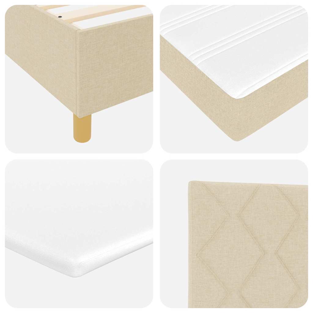 vidaXL LED Κρεβάτι με βάθρο με κεφαλάρι Κρεμ 120 x 190 cm ύφασμα