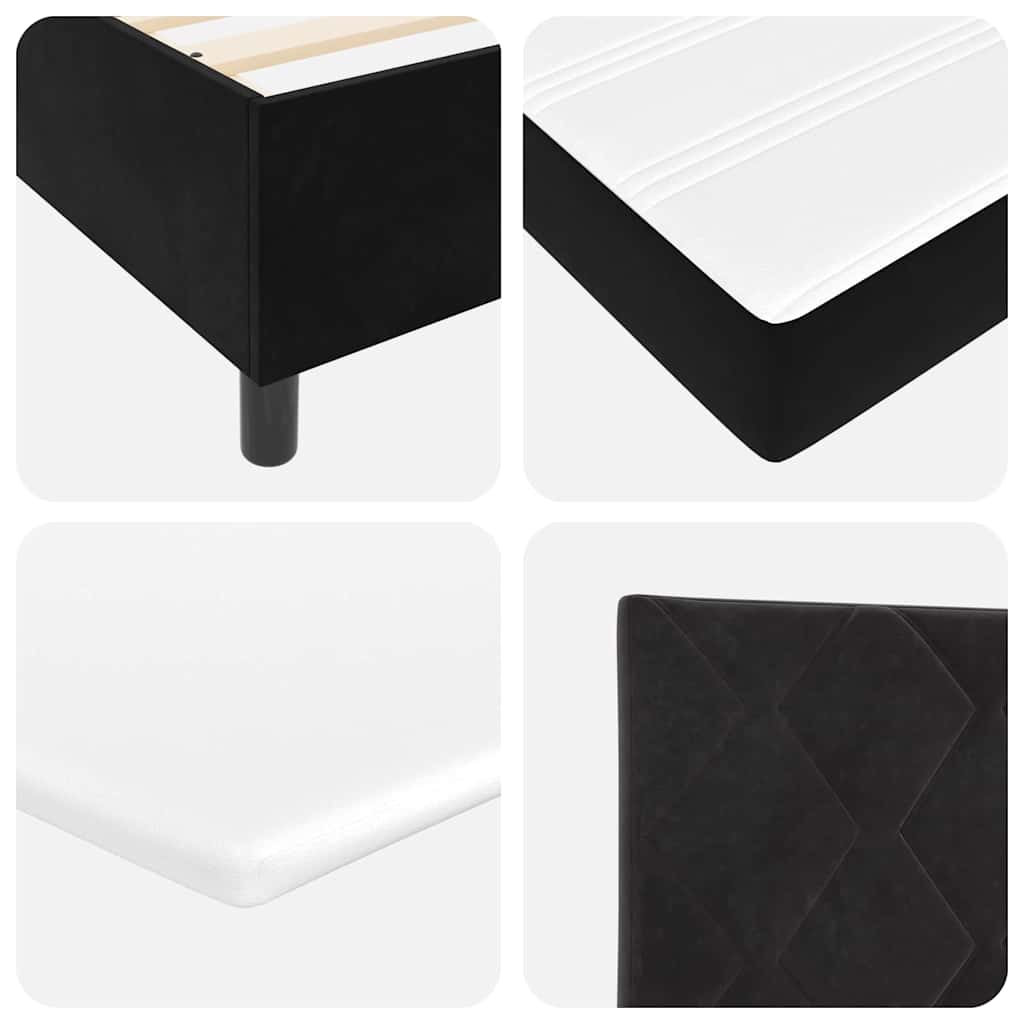 vidaXL LED Κρεβάτι με βάθρο με κεφαλάρι Μαύρο 200 x 200 cm Βελούδο