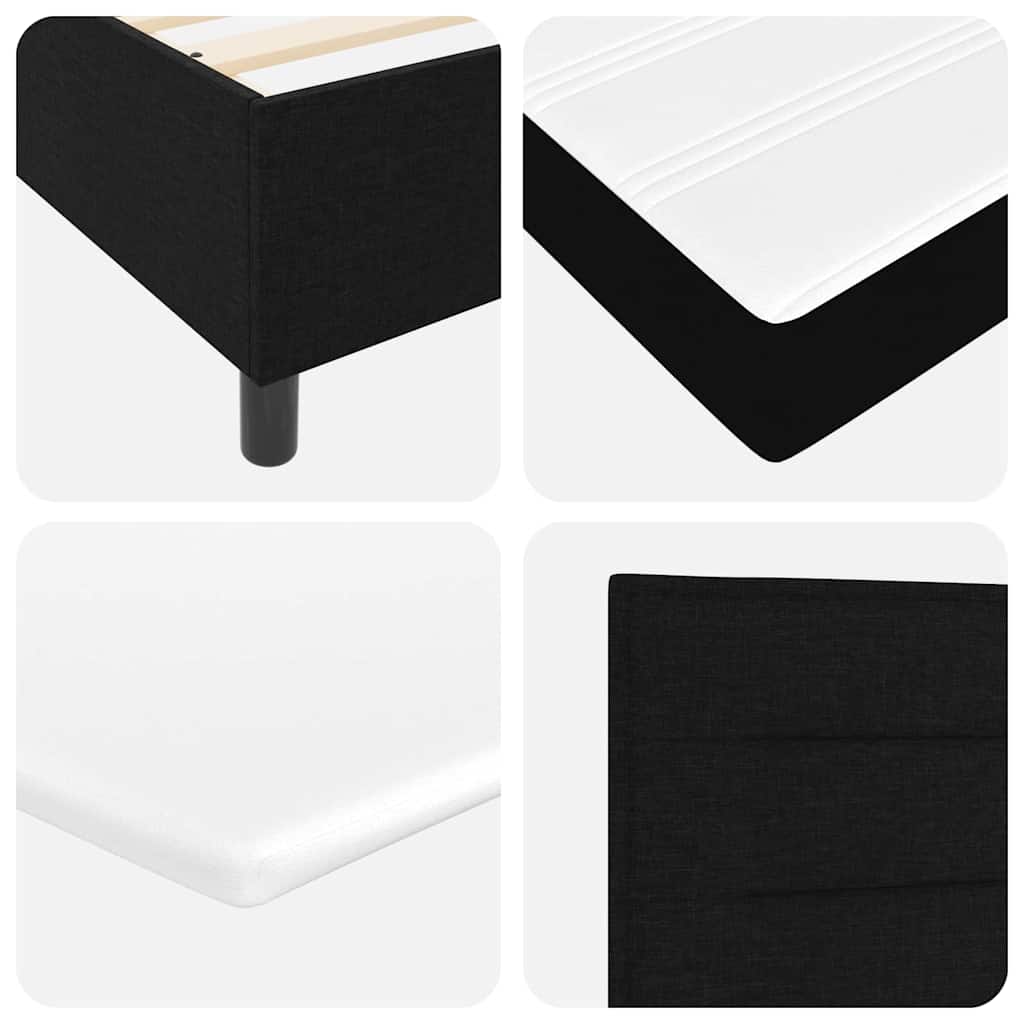 vidaXL LED Κρεβάτι με βάθρο με στρώμα Μαύρο 90 x 200 cm ύφασμα