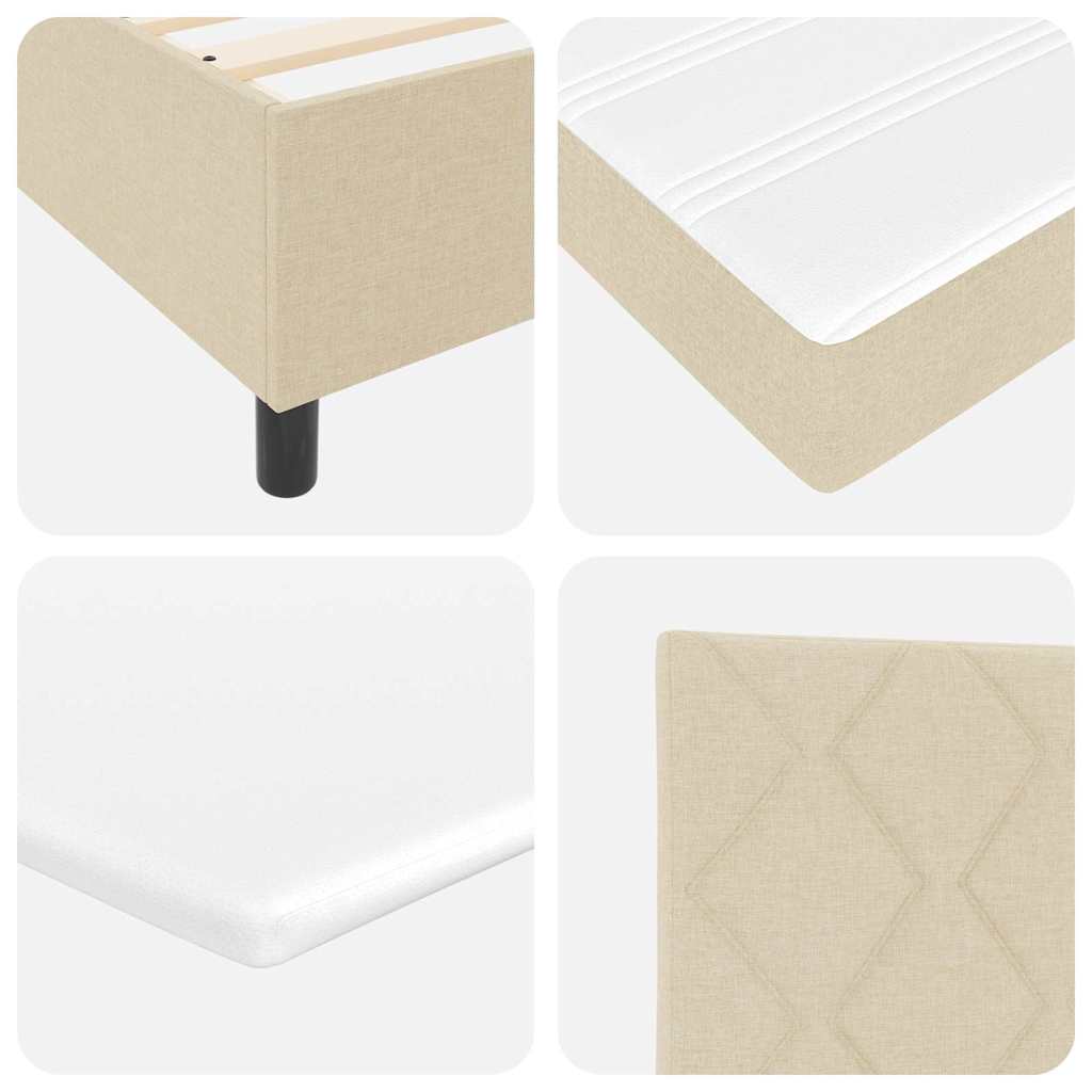 vidaXL LED Κρεβάτι με βάθρο με κεφαλάρι Κρεμ 90 x 190 cm ύφασμα