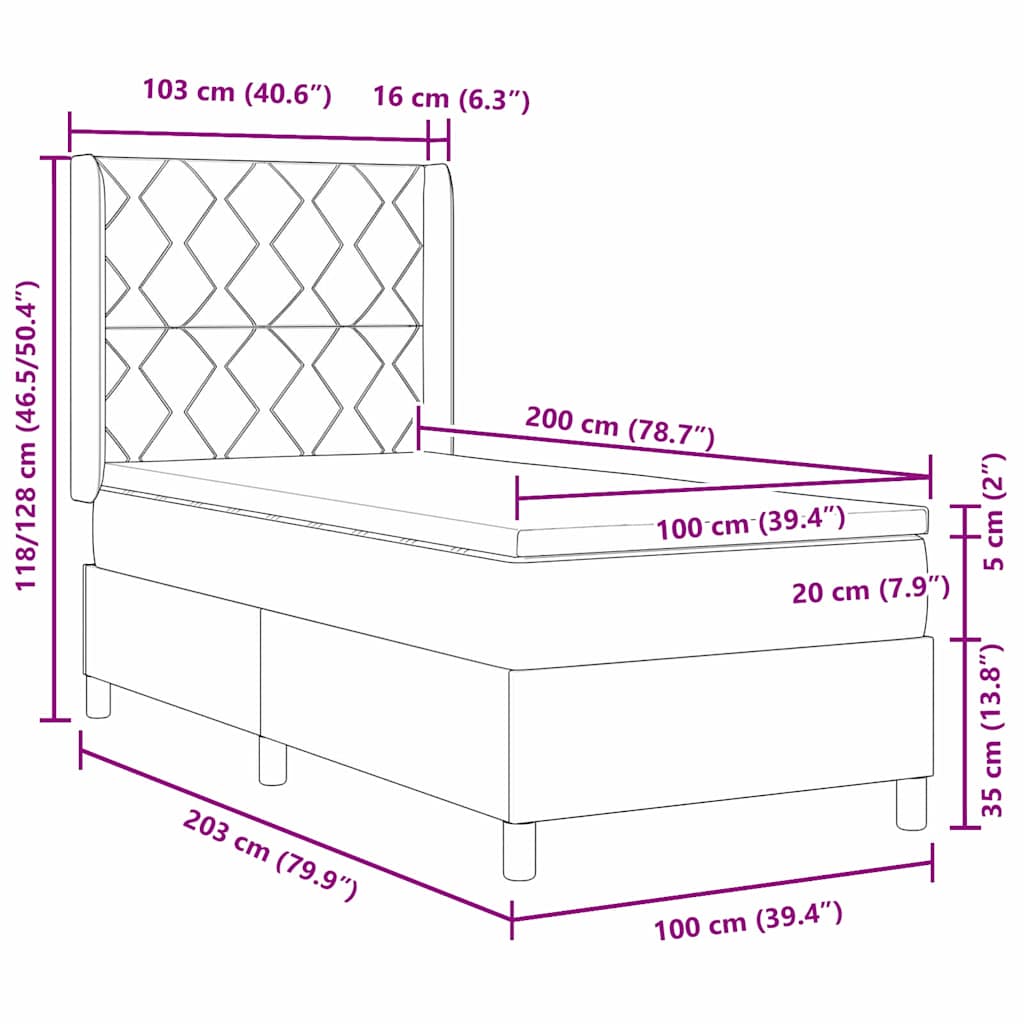 vidaXL LED Κρεβάτι με βάθρο Ανοιχτό γκρι 100 x 200 cm ύφασμα