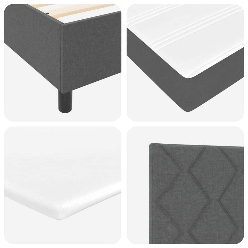 vidaXL LED Κρεβάτι με βάθρο Σκούρο Γκρι 200 x 200 cm ύφασμα