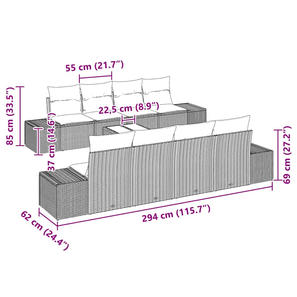 vidaXL Σετ Καναπέ Κήπου 7 pcs Μπεζ και Γκρι 55 x 55 x 37 εκ