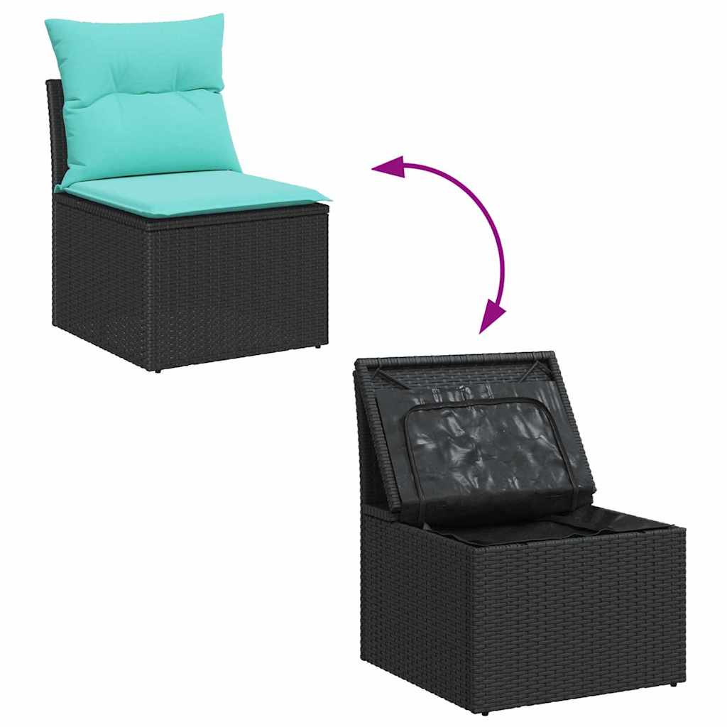 vidaXL Σετ Καναπέ Κήπου 6 τμχ. Μαύρο και Τυρκουάζ συνθετικό ρατάν
