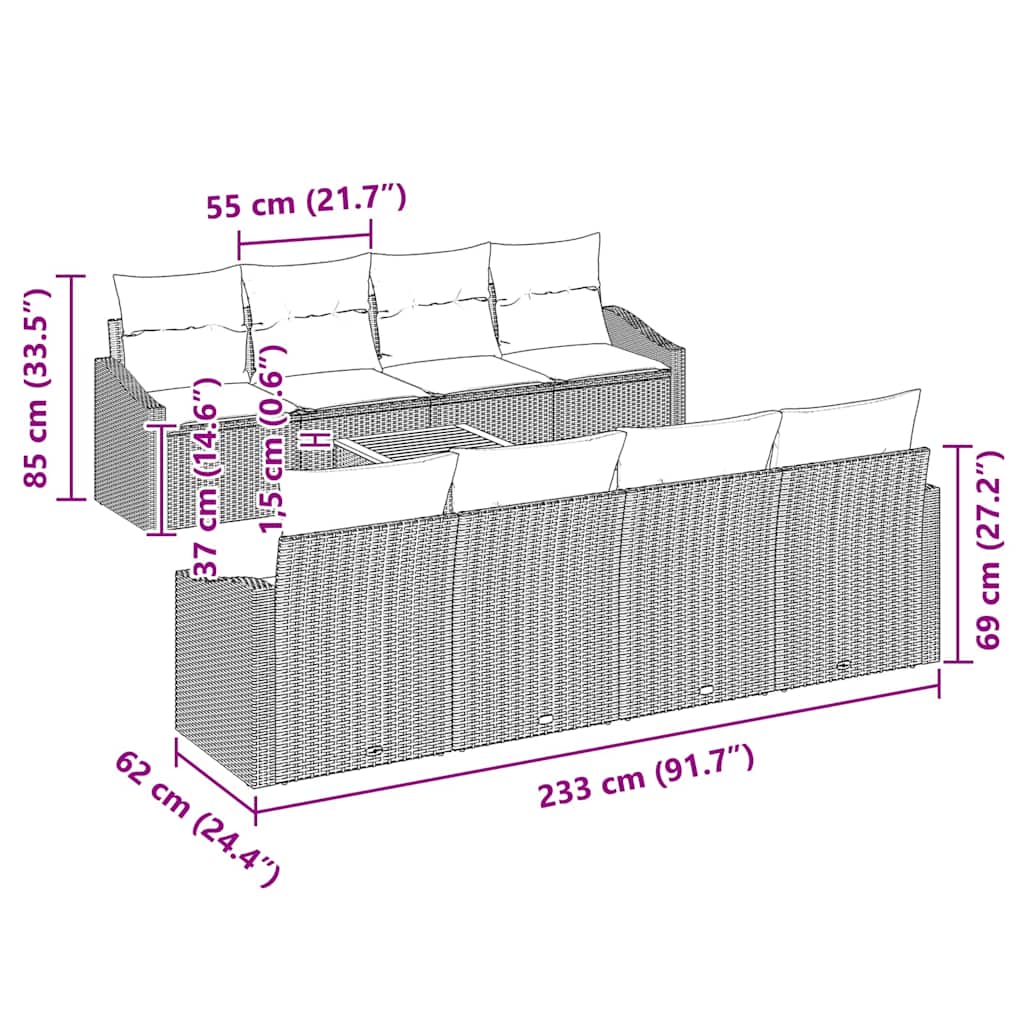 vidaXL Σετ Καναπέ Κήπου 7 pcs μπεζ και ανοιχτό γκρι
