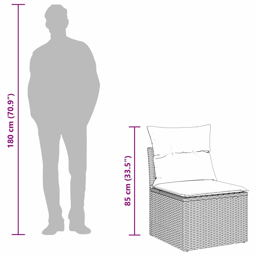 vidaXL Σετ Καναπέ Κήπου με μαξιλάρι 9 pcs Ανοιχτό γκρι Πολυ ράταν