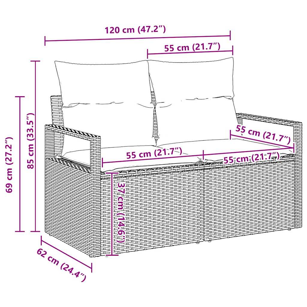 vidaXL Σετ Καναπέ 5 τμχ. 5-Αριθμός καθισμάτων Μαύρο συνθετικό ρατάν