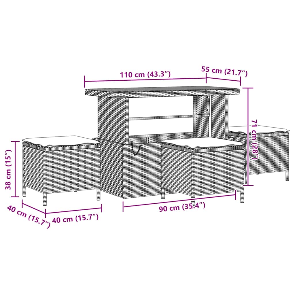 vidaXL Σετ Καναπέ Κήπου με μαξιλάρι 14 pcs Μπεζ Πολυ ράταν