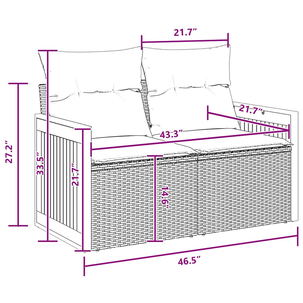 Σετ 9 Τεμαχίων Καθιστικού Κήπου με Μαξιλάρια Μαύρο Πολυ Ρατάν Ακακία