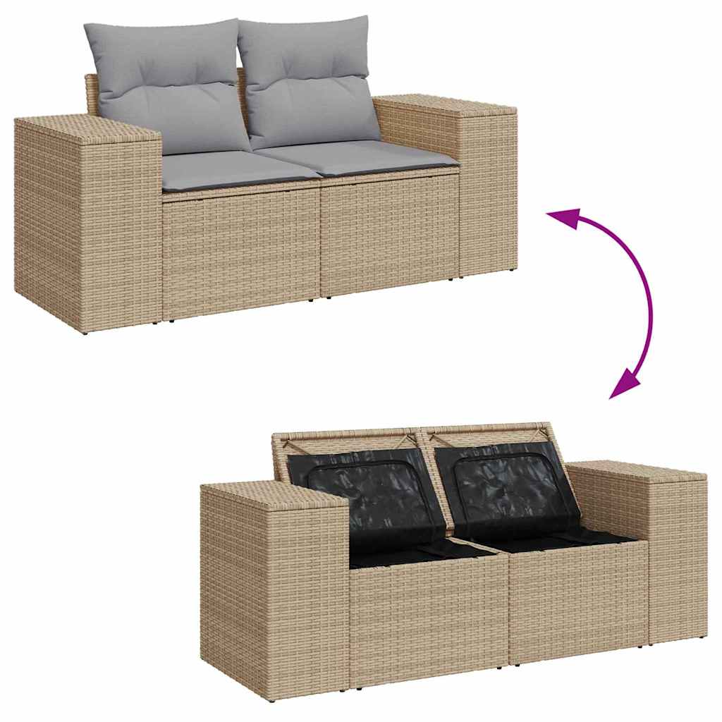 vidaXL Σετ Καναπέ Κήπου 10 pcs Μπέζ και Ανοιχτό Γκρι Πολυ Ρατάν