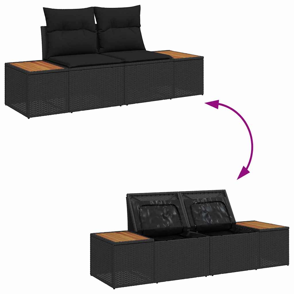 vidaXL Σετ Καναπέ Κήπου με μαξιλάρι 13 pcs Μαύρο Πολυ ράταν