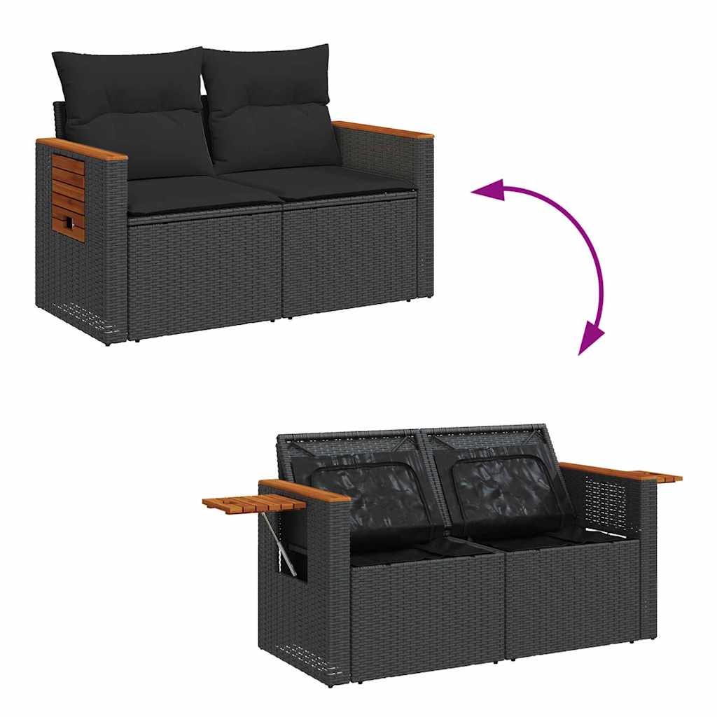 vidaXL Σετ Καναπέ Κήπου με μαξιλάρι 9 pcs Μαύρο Πολυ ράταν