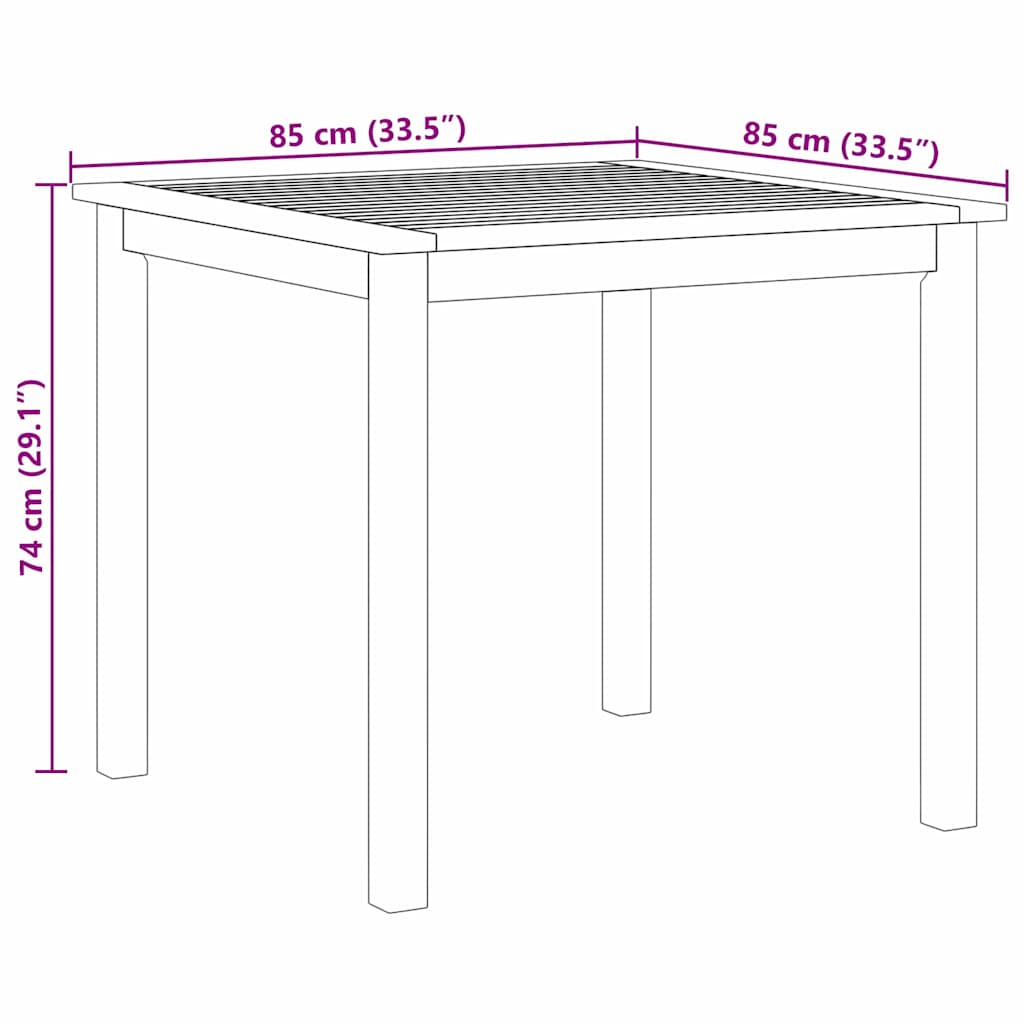 vidaXL Σετ Φαγητού Κήπου 5 pcs Γκρι 85 x 85 x 74 cm Ξύλο & Μέταλλο