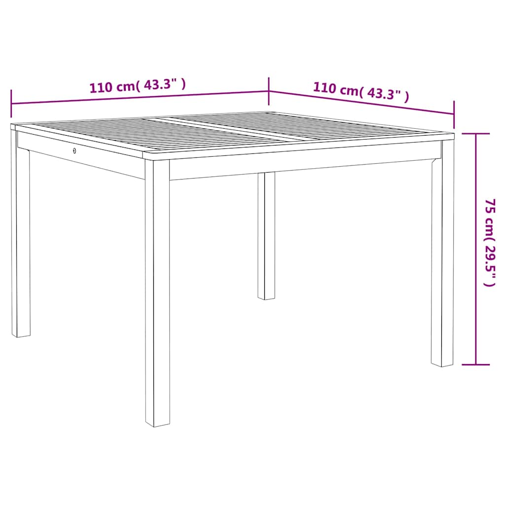 vidaXL Σετ Τραπεζαρίας Κήπου 5 pcs Γκρι 110 x 110 x 75 cm